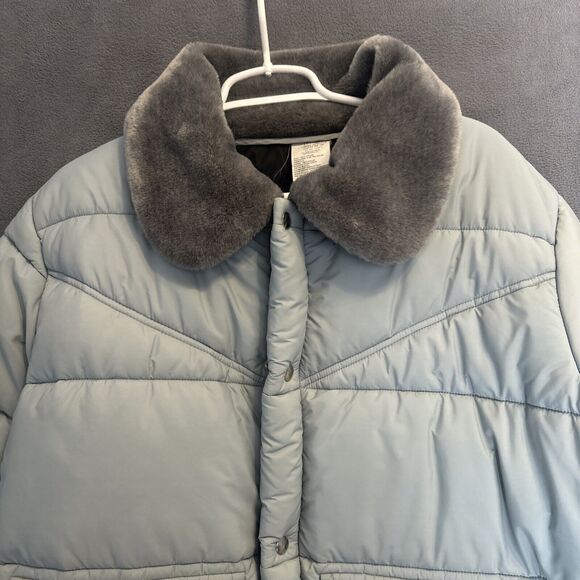 VTG Walls BLIZZARD PRUF Puffer Coat Faux Fur Collar Chore Western Mens L Gray - Picture 4 of 10